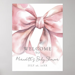 Pink Bow Baby Shower Welcome Sign