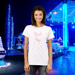 Pink bow Bachelorette Party T-Shirt<br><div class="desc">A t-shirt for a bachelorette party.  Front: a pink bow and the word: Bride
Back: Personalize and add the name of the bride to be,  add the party date.</div>