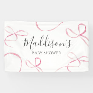 Pink bow banner, bow baby shower banner 