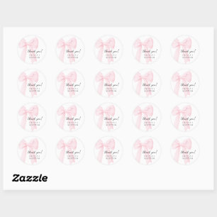 Pink Bow Baptism Classic Round Sticker