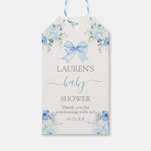 Pink Bow Bear Baby Shower Boy Gift Tag