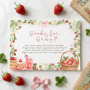 Pink Bow Berry Sweet Strawberries Baby Shower Enclosure Card