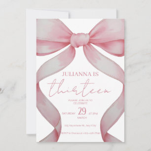 Pink Bow Birthday ,birthday invitation, girl Pink  Invitation
