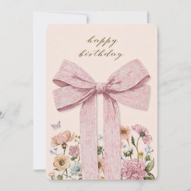Pink Bow Birthday Card (Front)
