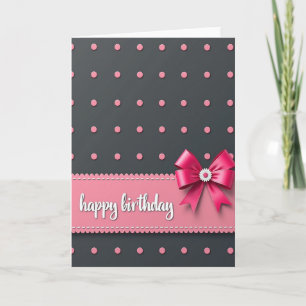 Pink Bow Birthday Card