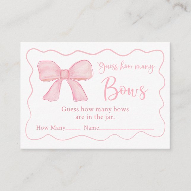 Pink Bow Birthday Guess How Many Game Enclosure Card (Front)