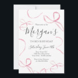 Pink bow Birthday Invitation, Preppy Girl Birthday Invitation<br><div class="desc">Pink Bow Birthday Invitation,  Modern Pink Bow Invite,  Pink Bow Birthday party decorations,  girly birthday party, </div>
