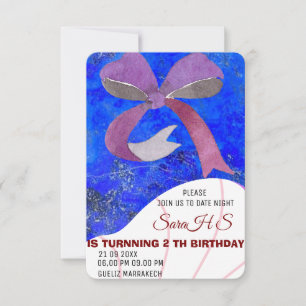 Pink Bow Birthday Invite, Girls 11th Birthday Invi Invitation