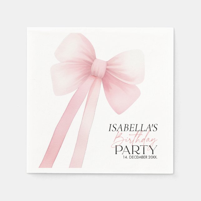 Pink Bow Birthday Napkin (Front)