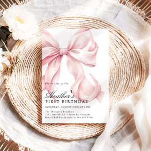 Pink Bow Birthday Party Coquette Bow Invitation