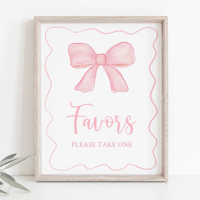 Pink Bow Birthday Party Favour Sign (Creator Uploaded)