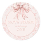 Pink Bow Birthday Party Whimsy Toile Personalized