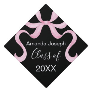 Pink Bow Black Class Of Graduation Cap Topper