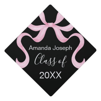 Pink Bow Black Class Of Graduation Cap Topper
