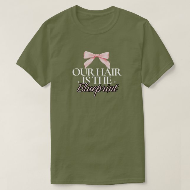 Pink Bow Black Hair Blueprint Custom Tee (Design Front)