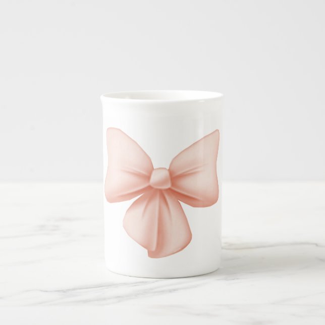 Pink Bow Bone China Mug (Front)
