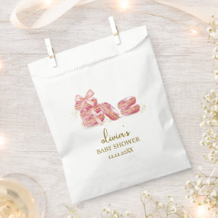 Pink Bow Bonjour Bébé French Macarons Baby Shower Favour Bag