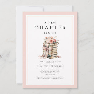 Pink Bow Books A New Chapter Begins Baby Shower Invitation
