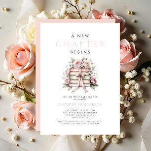 Pink Bow Books A New Chapter Begins Baby Shower Invitation