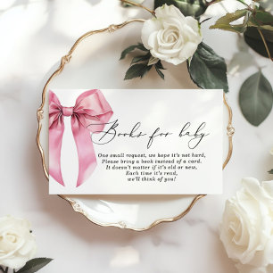 Pink Bow Books for baby Coquette Baby Shower Enclosure Card