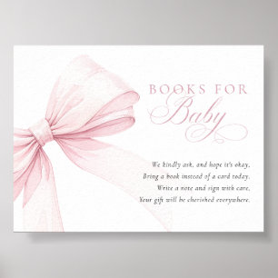 Pink Bow Books for Baby - Digital Download Card Poster