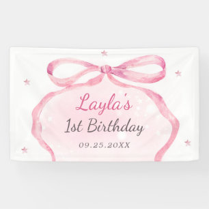 Pink Bow Boutique 1st Birthday Party  Banner