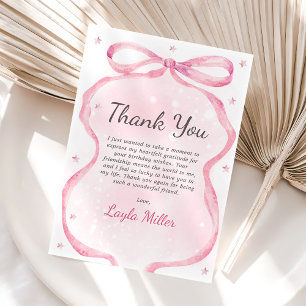 Pink Bow Boutique Birthday Party  Thank You Card