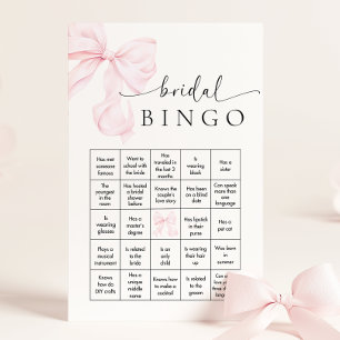 Pink Bow Bridal Shower Bingo Game Stationery