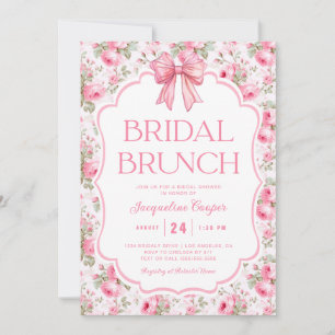 Pink Bow Bridal Shower Brunch Invitation
