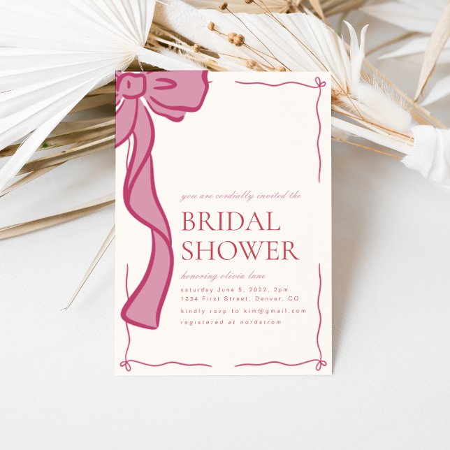 Pink Bow Bridal Shower Invitation (Creator Uploaded)