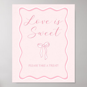 Pink Bow Bridal Shower Love is Sweet Favour Poster