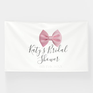 Pink bow bridal shower name date pastel stylish te banner