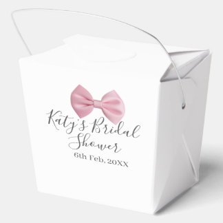 Pink bow bridal shower name date pastel stylish te favor box