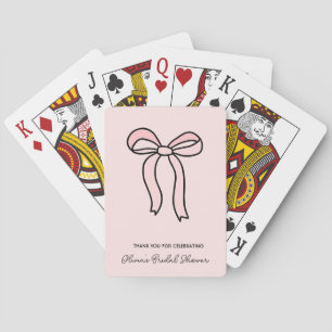 Pink Bow Bridal Shower Playing Card Favours