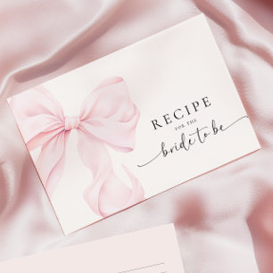 Pink Bow Bridal Shower Recipe Request Enclosure Card