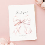 Pink Bow Bridal Shower Thank You Card<br><div class="desc">"She's tying the knot" theme bridal shower thank you card with an elegant blush pink bow design.</div>