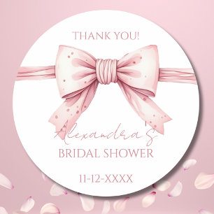 Pink Bow Bridal Shower Thank You Classic Round Sticker