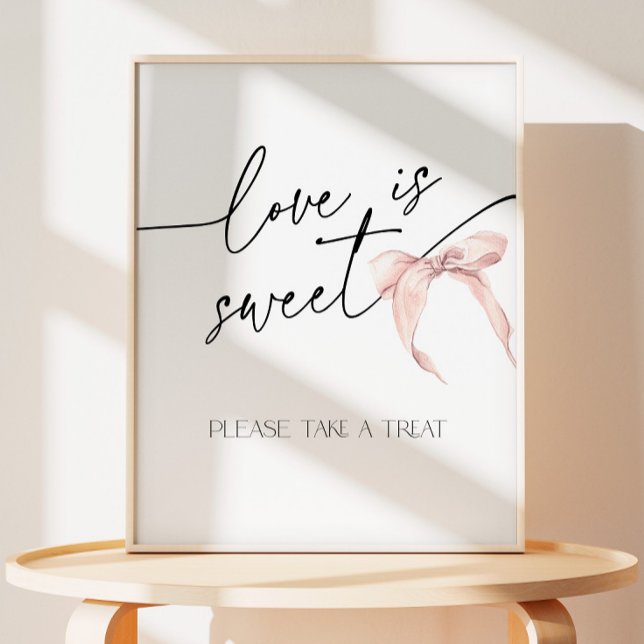 Pink Bow Bridal Shower Tie the Knot Love is Sweet Pedestal Sign (Creator Uploaded)