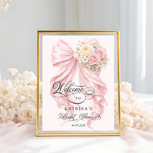 Pink Bow Bridal Shower Welcome Poster