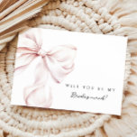 Pink Bow Bridesmaid Proposal Card<br><div class="desc">Pink She's Tying the Knot Bow Bridesmaid Proposal Will You Be My Bridesmaid Card</div>