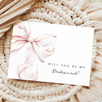 Pink Bow Bridesmaid Proposal Card