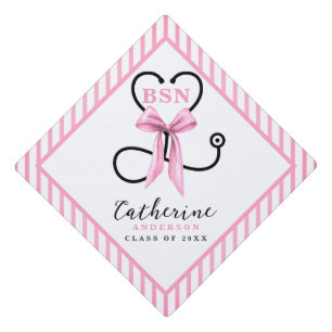 Pink Bow BSN Graduation Cap Topper