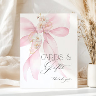 Pink Bow Cards and Gifts Baby girl Shower Poster