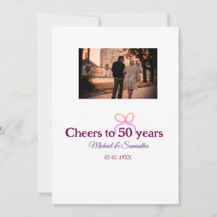 Pink bow cheers to 50 years anniversary wedding  invitation