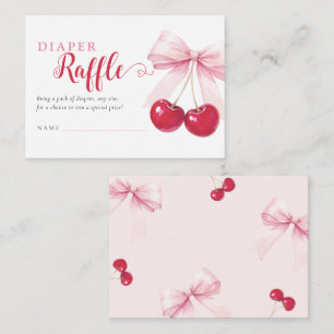 Pink Bow Cherries Diaper Raffle Card