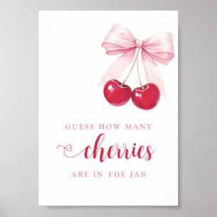 Pink Bow Cherry Baby Shower Game Poster