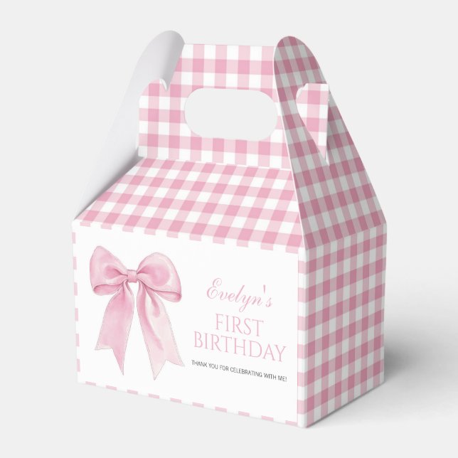 Pink Bow Chic Coquette Girl Birthday Favor Box (Front Side)