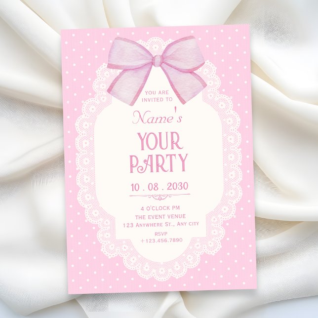 Pink bow choquette  invitation (Creator Uploaded)