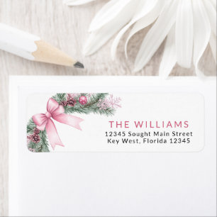 Pink Bow Christmas Return Address Labels