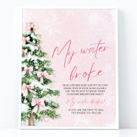 Pink Bow Christmas Tree My Water Broke Baby Shower